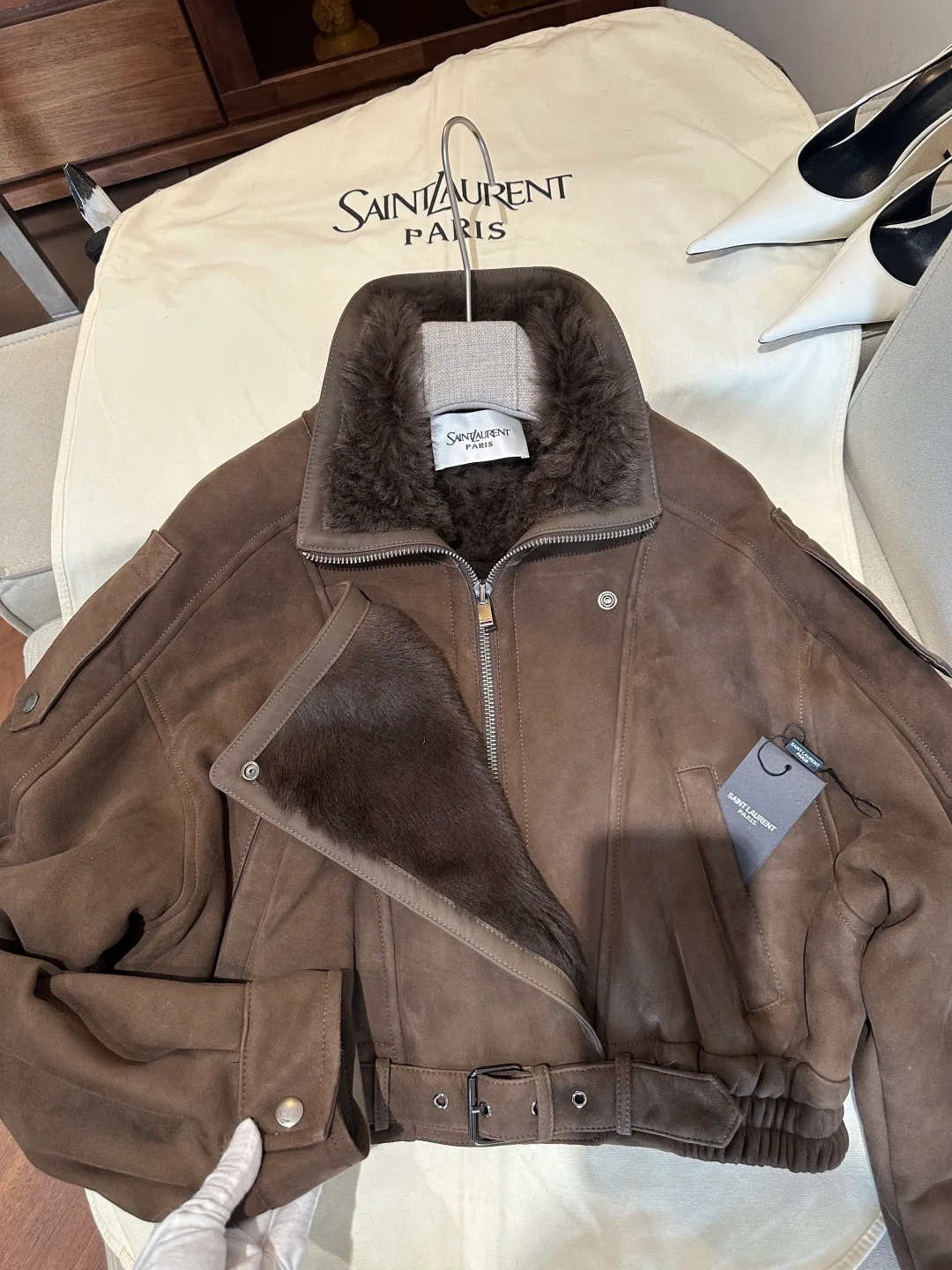 Кожаные Куртки И Дублёнки Женские Saint Laurent 18040652