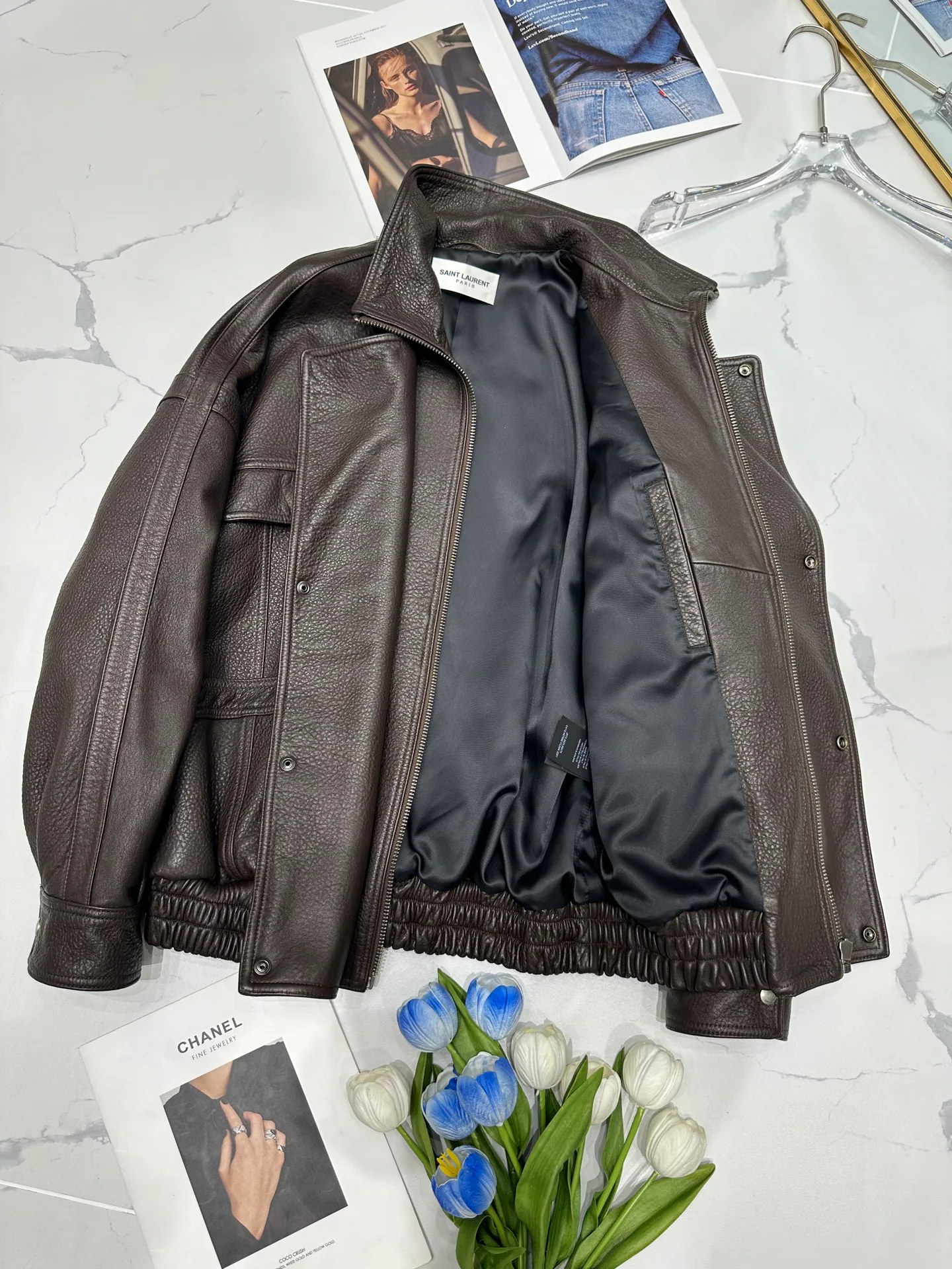Кожаные Куртки И Дублёнки Женские Saint Laurent 11544764