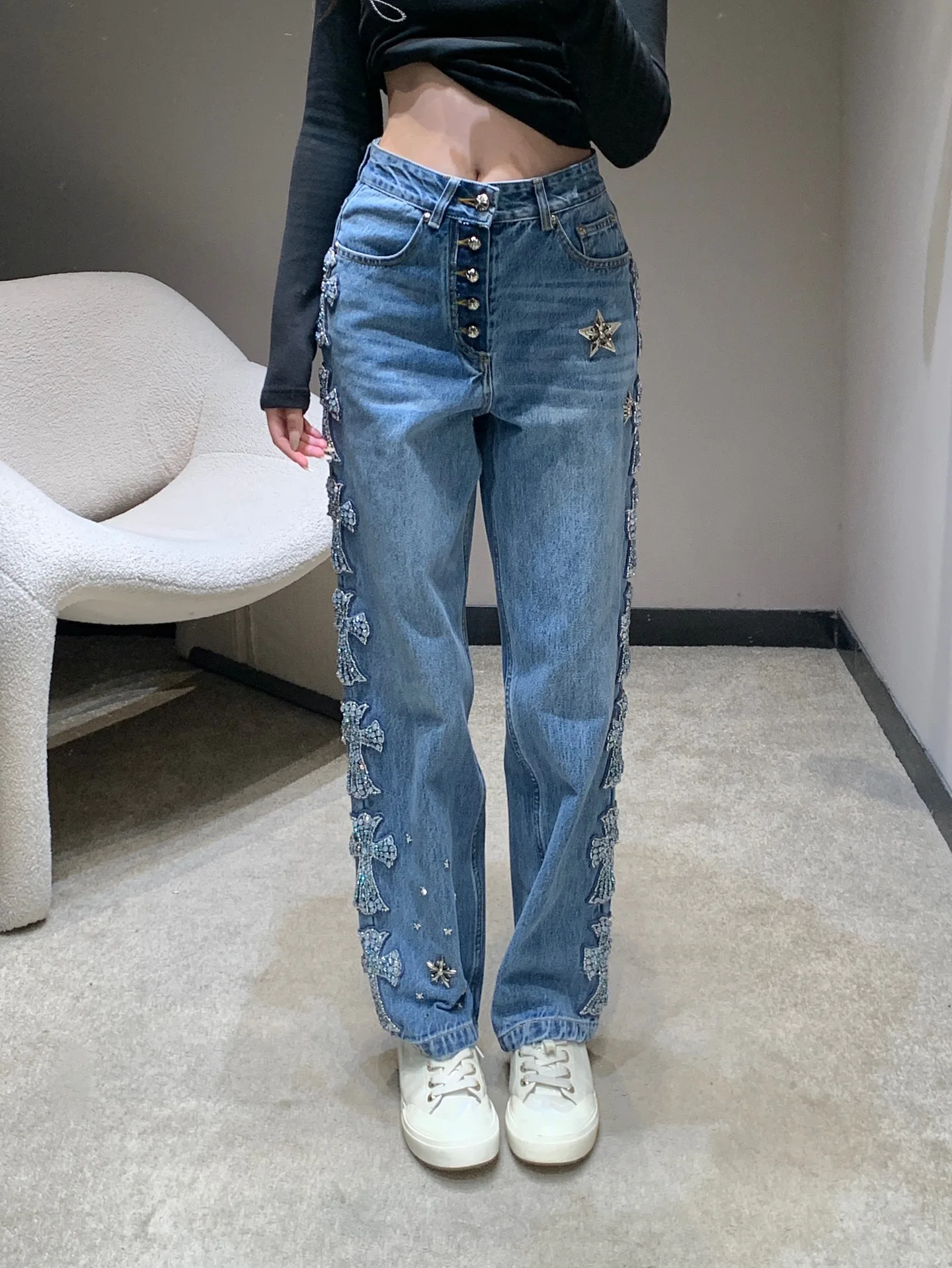 Джинсы Женские Chrome Hearts 985236