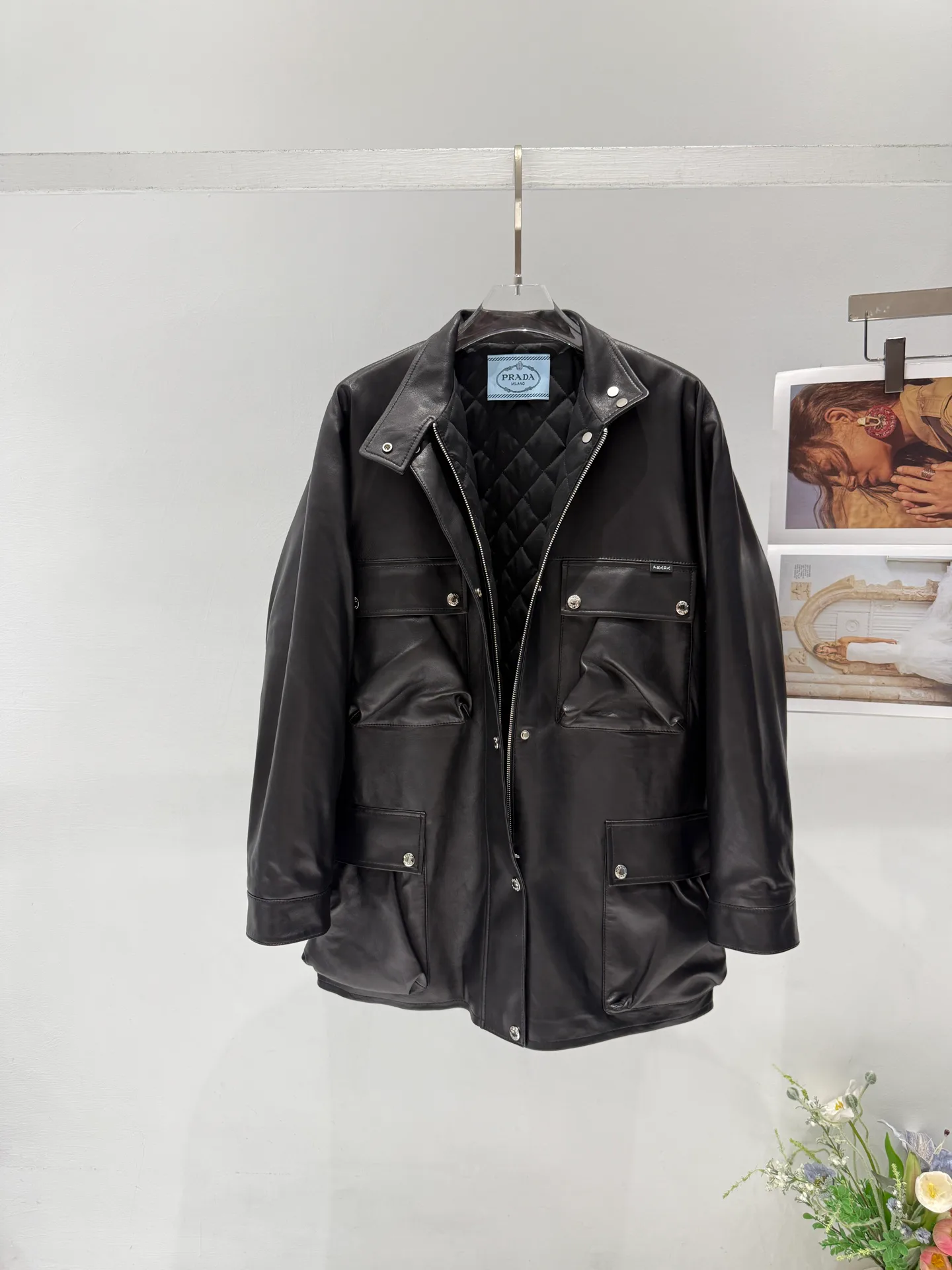 Кожаные Куртки И Дублёнки Женские Prada 1137576