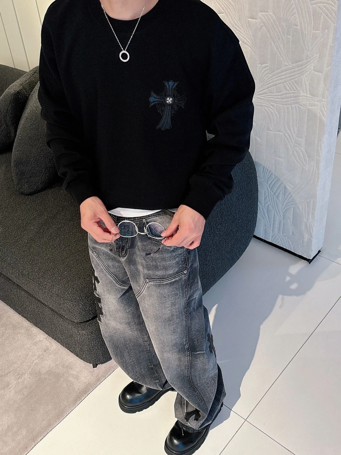 Лонгсливы Мужские Chrome Hearts 787766