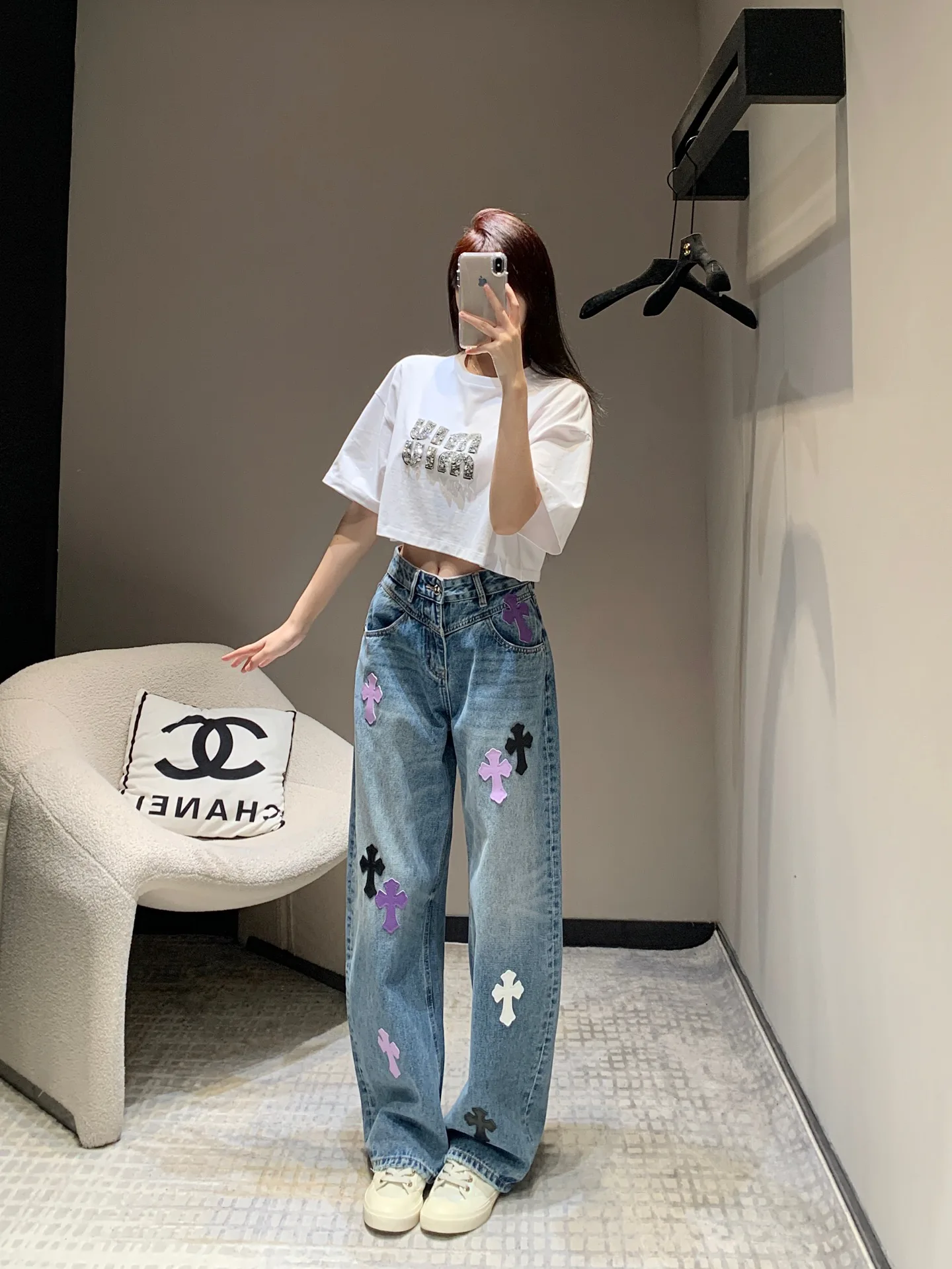 Джинсы Женские Chrome Hearts 27119