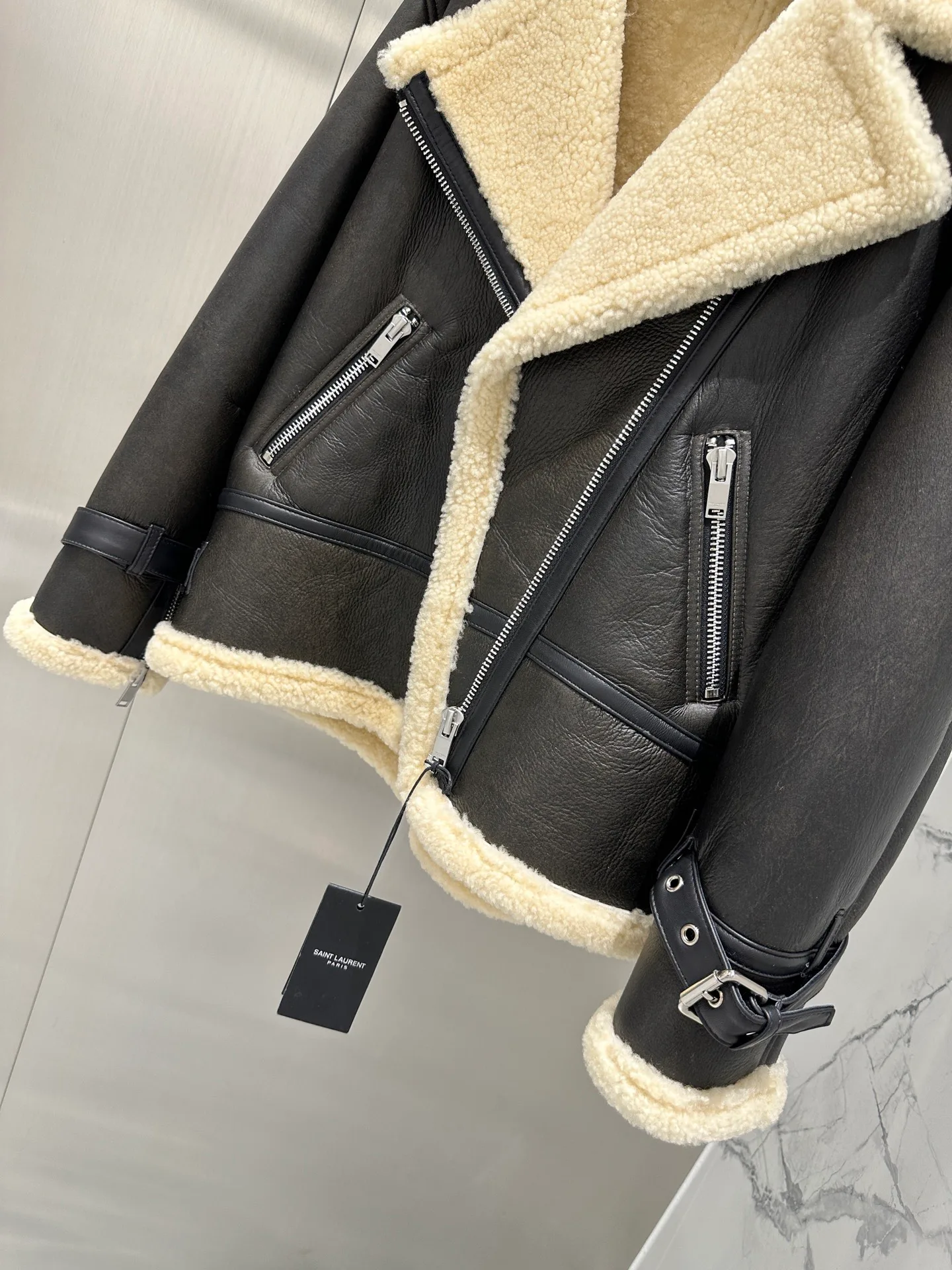 Кожаные Куртки И Дублёнки Женские Saint Laurent 1067915