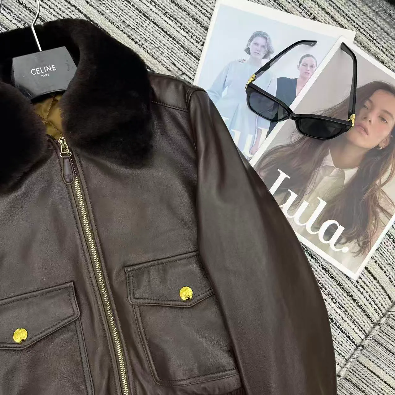 Кожаные Куртки И Дублёнки Женские Celine 578865