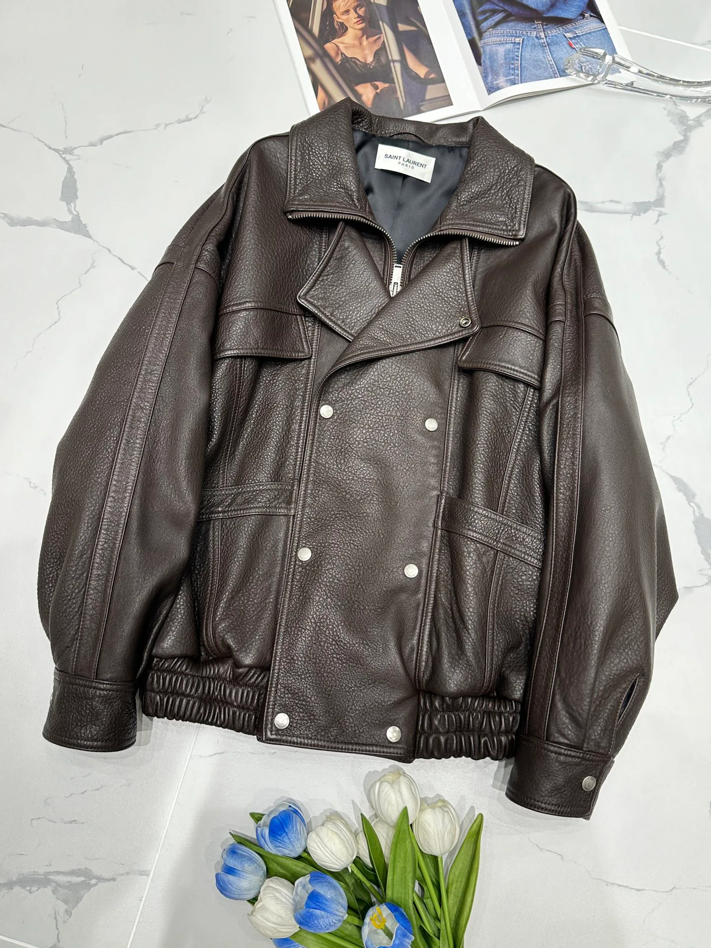 Кожаные Куртки И Дублёнки Женские Saint Laurent 11544764