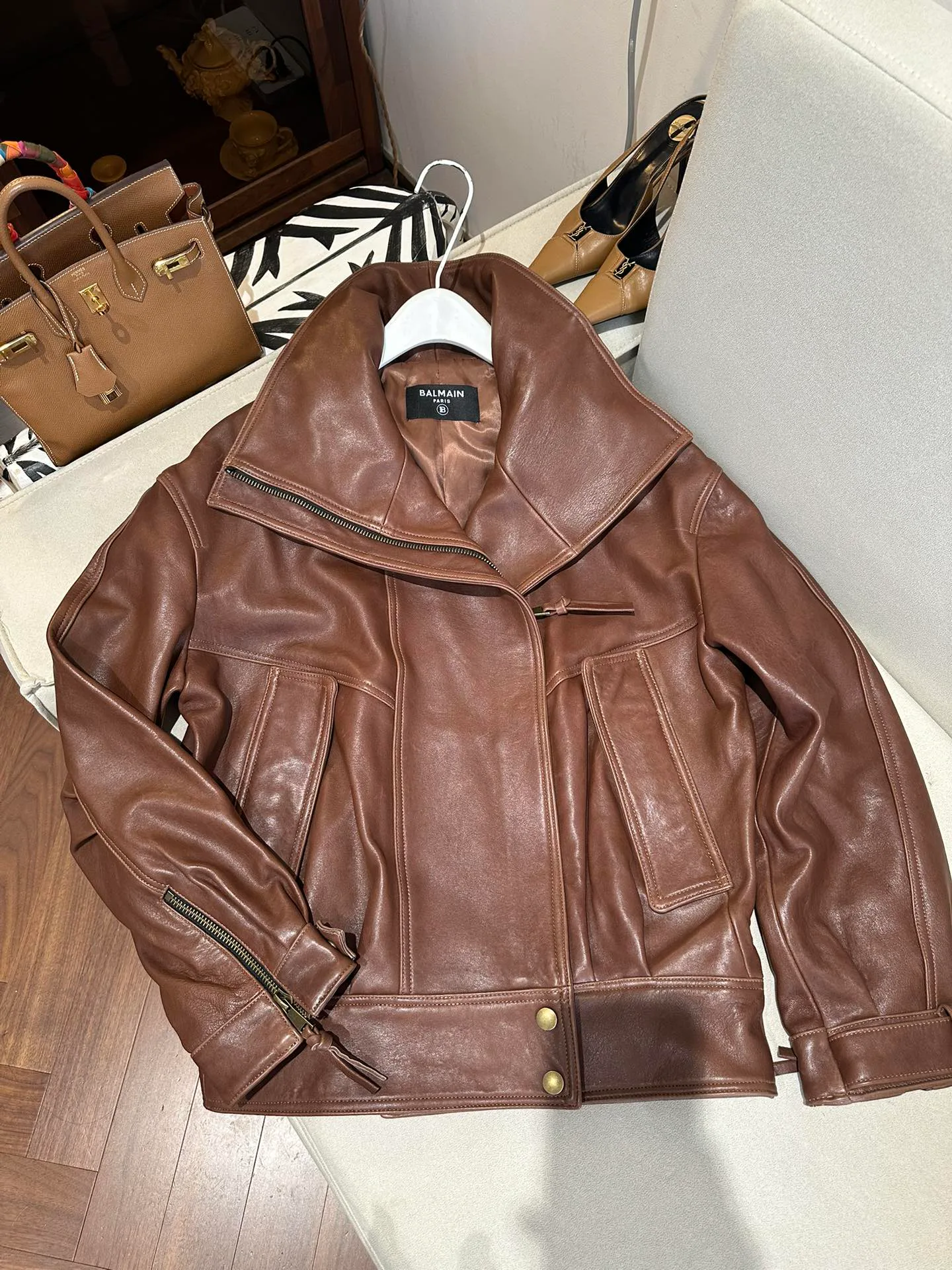 Кожаные Куртки И Дублёнки Женские Balmain 11460791