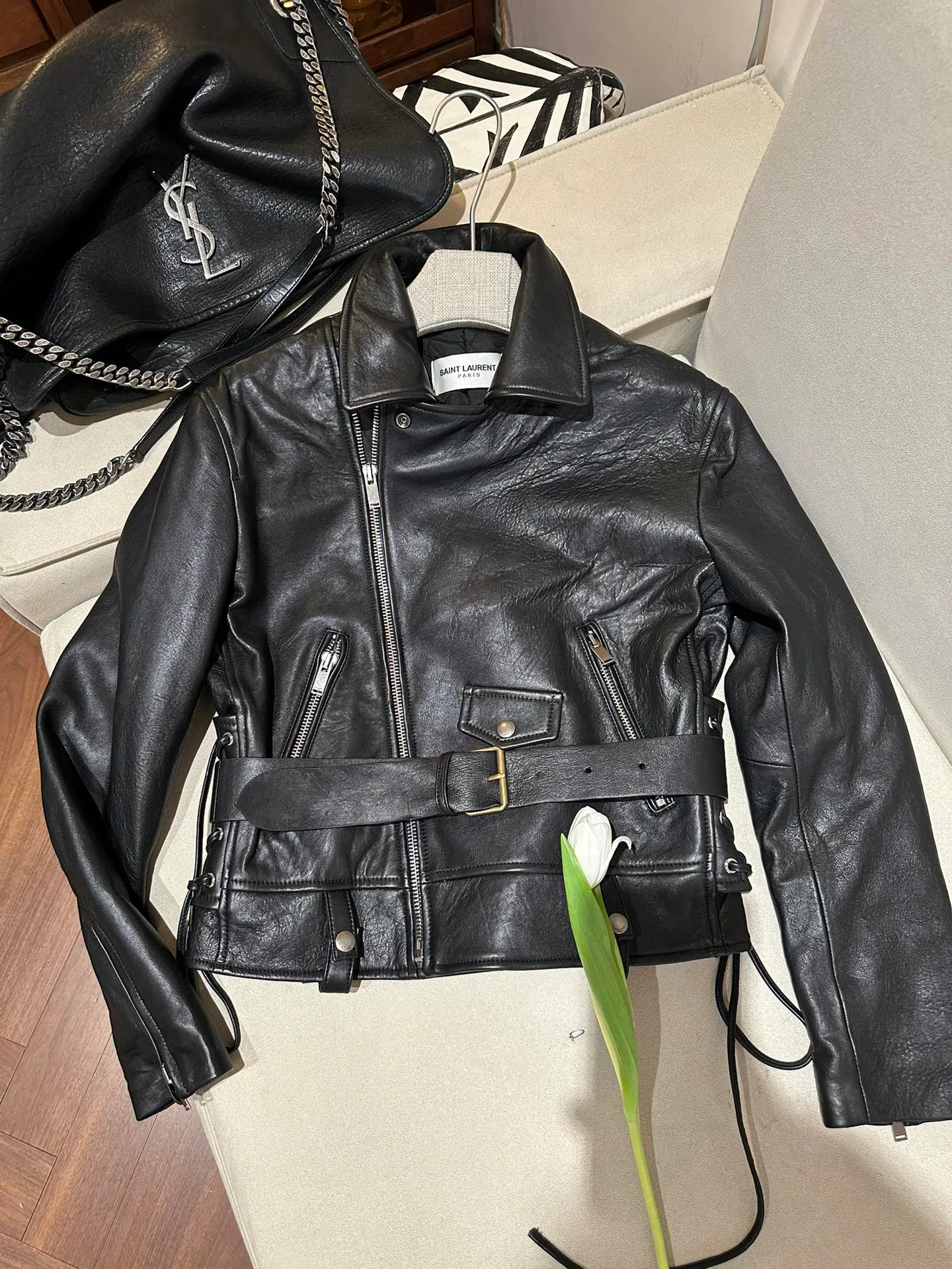 Кожаные Куртки И Дублёнки Женские Saint Laurent 11679755