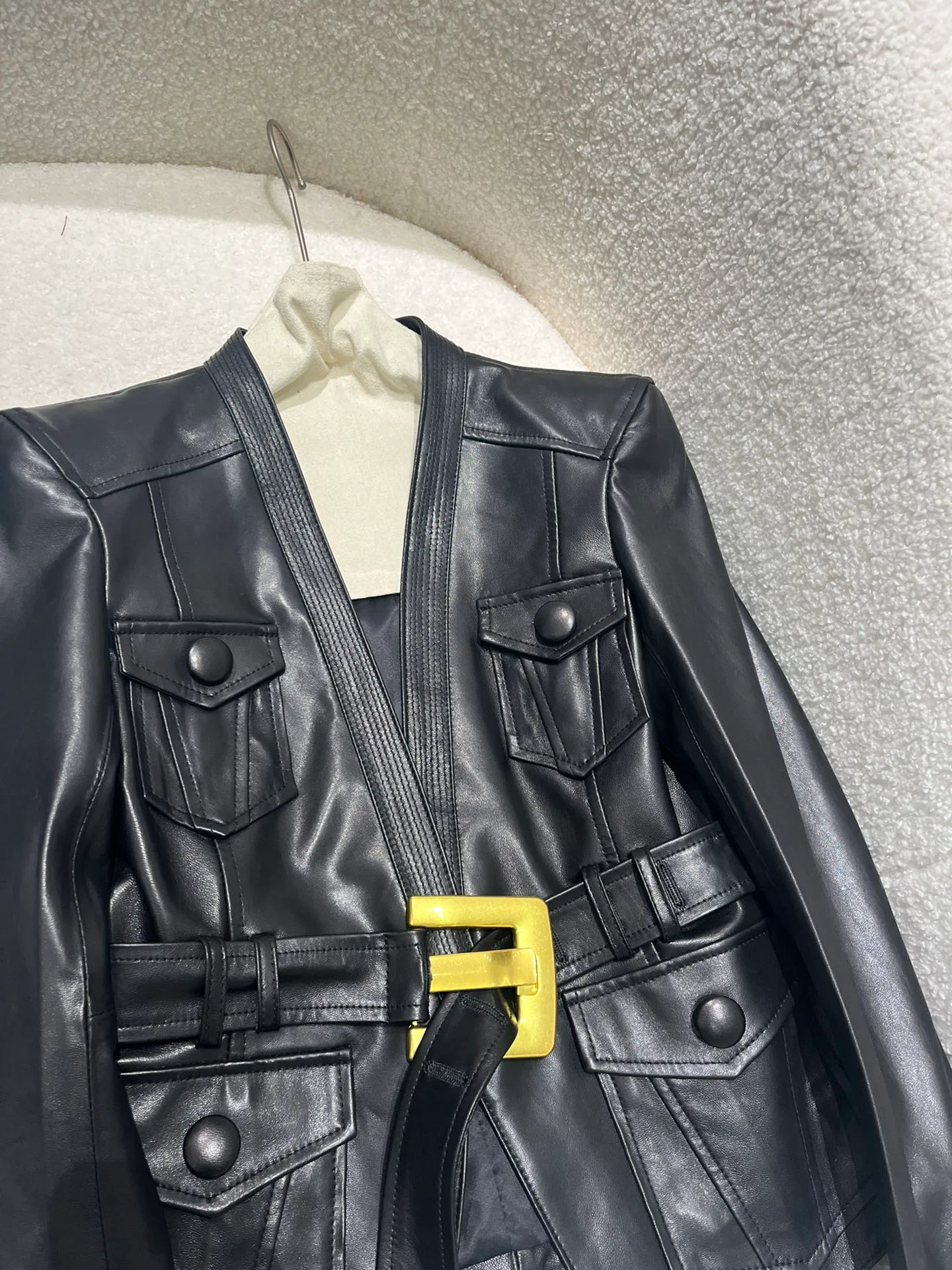 Кожаные Куртки И Дублёнки Женские Balmain 10088583