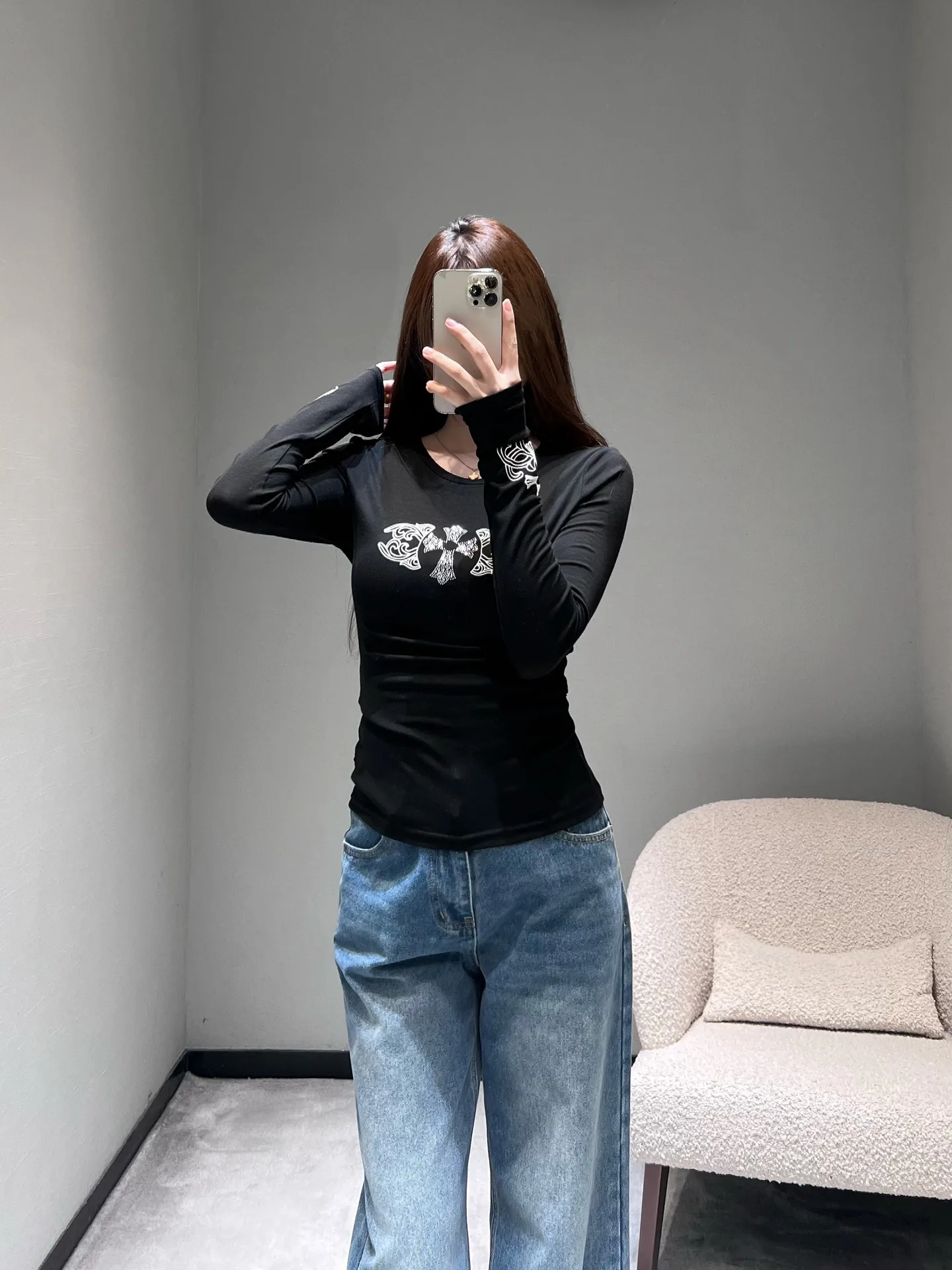 Лонгсливы Женские Chrome Hearts 1512656