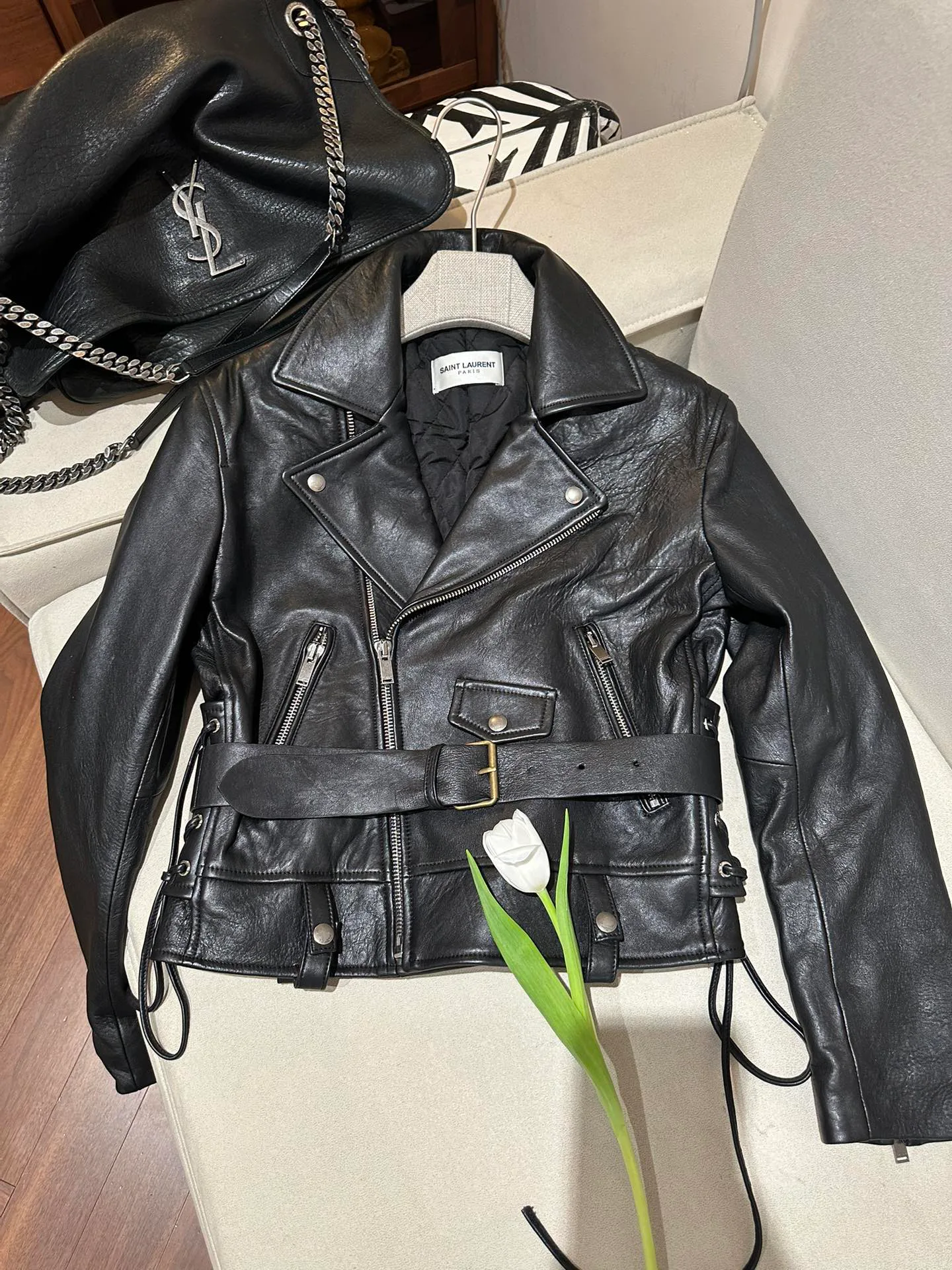 Кожаные Куртки И Дублёнки Женские Saint Laurent 11679755