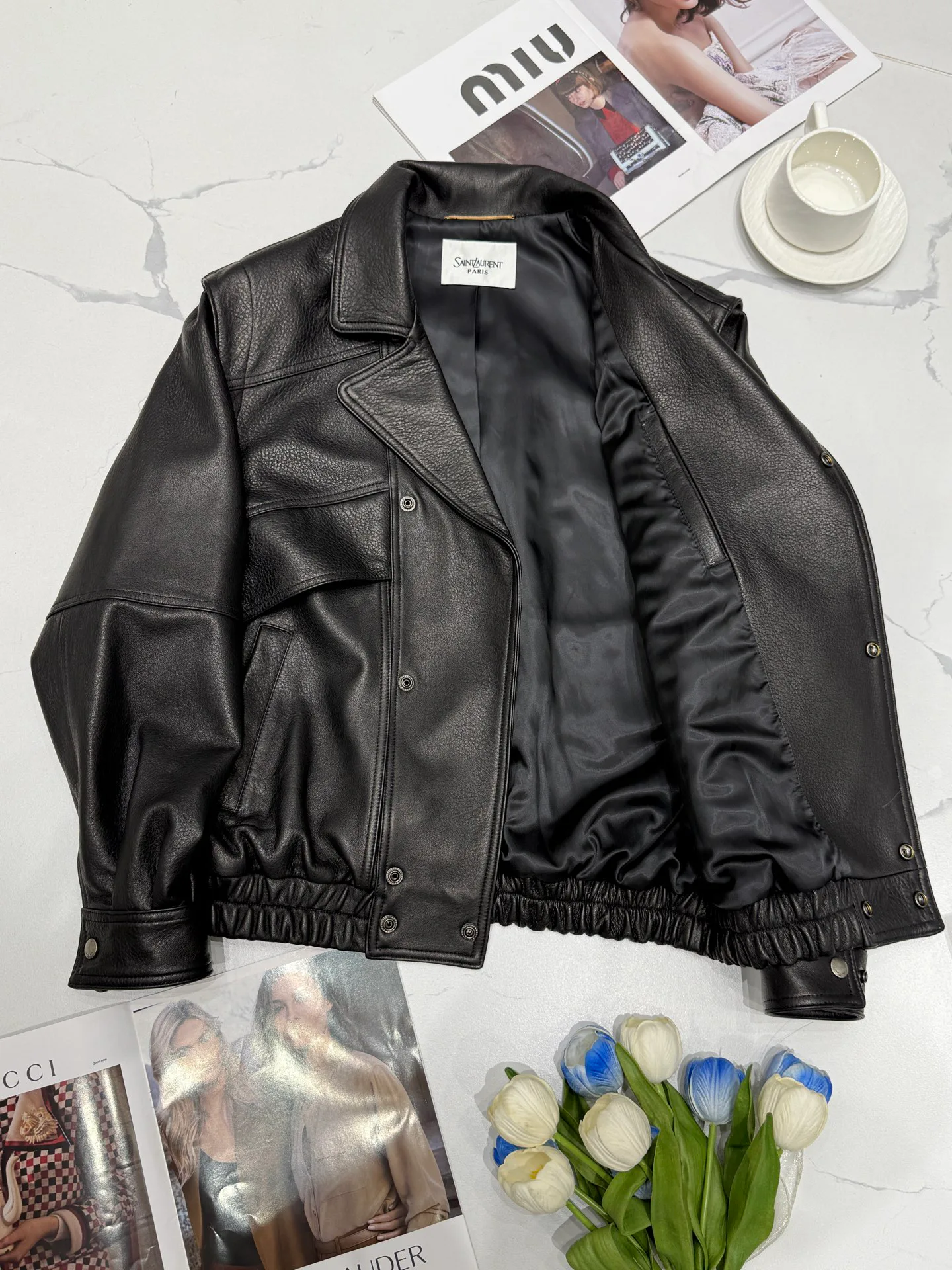Кожаные Куртки И Дублёнки Женские Saint Laurent 11544762