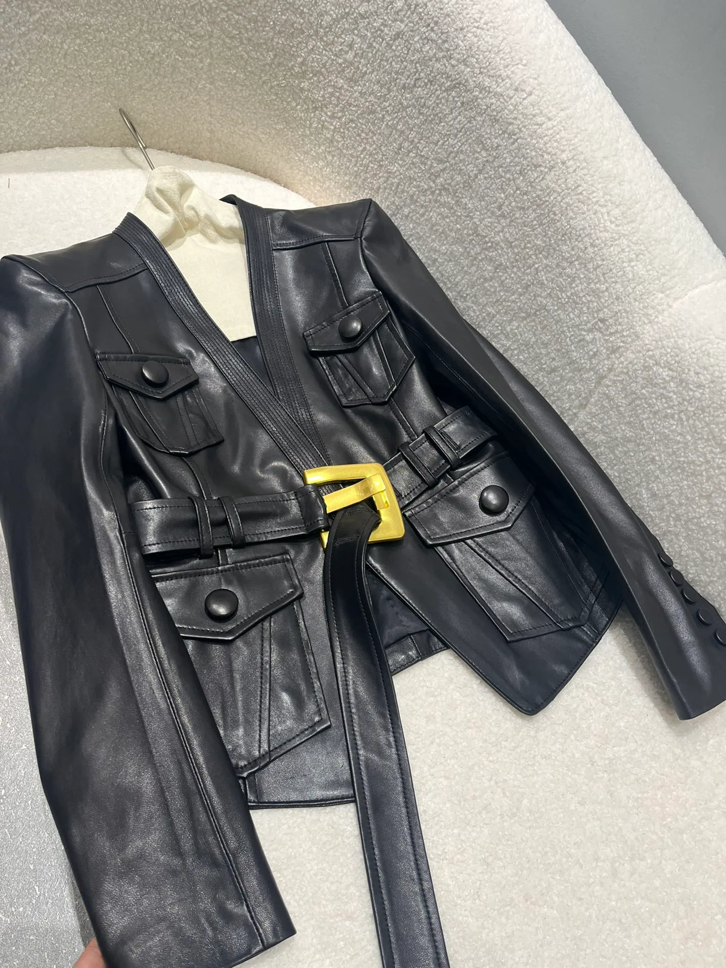 Кожаные Куртки И Дублёнки Женские Balmain 10088583