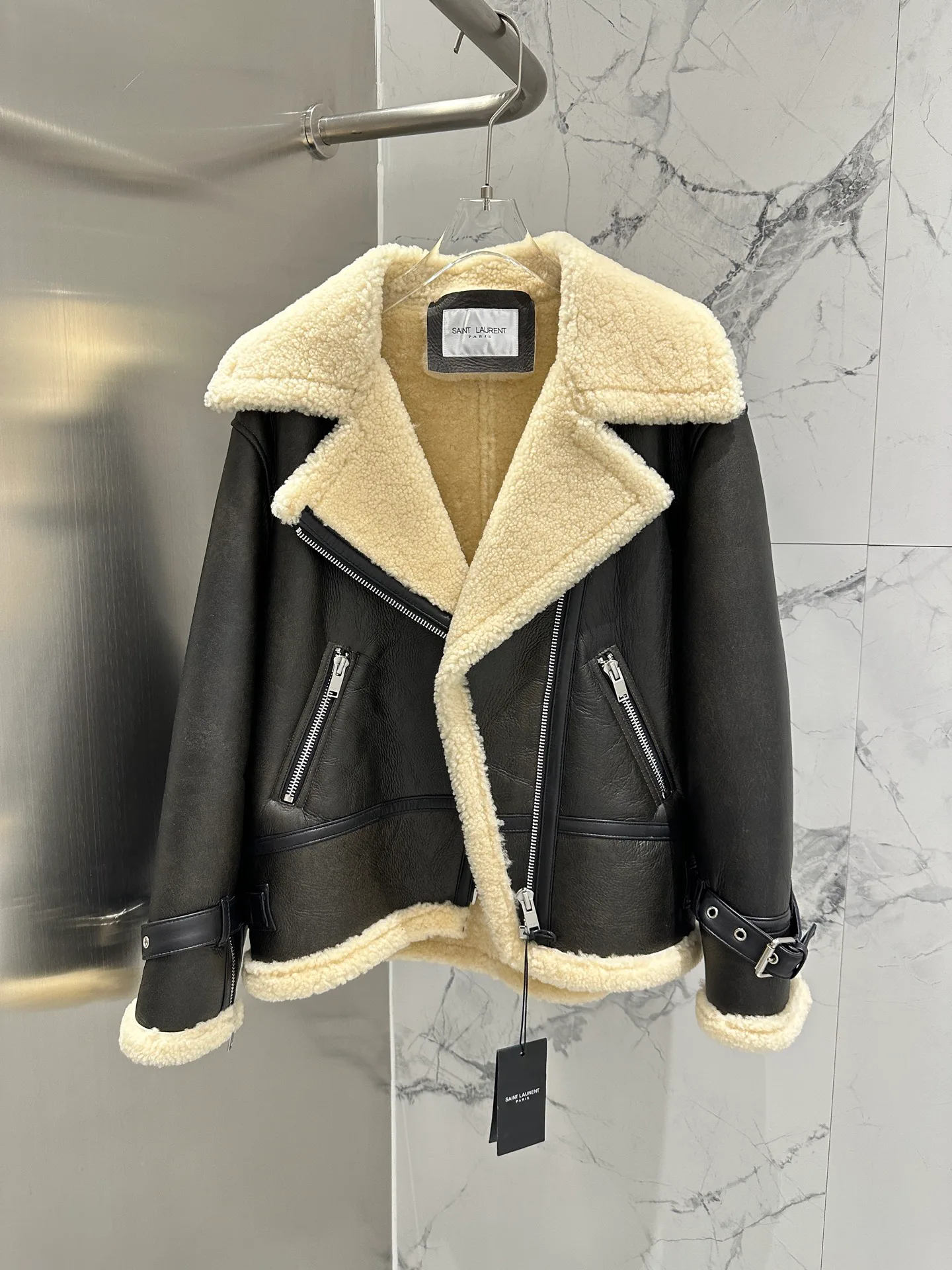 Кожаные Куртки И Дублёнки Женские Saint Laurent 1067915