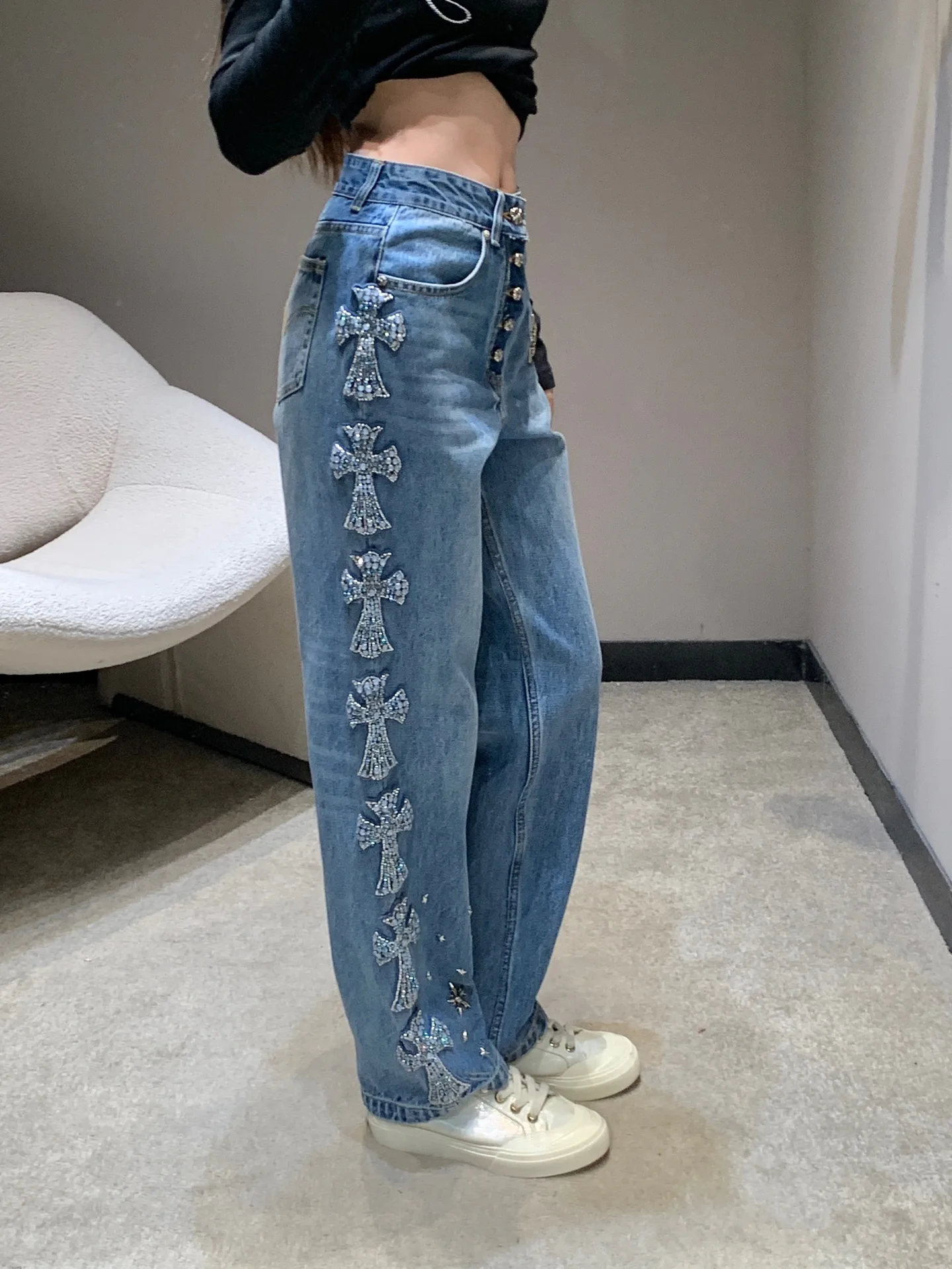 Джинсы Женские Chrome Hearts 985236