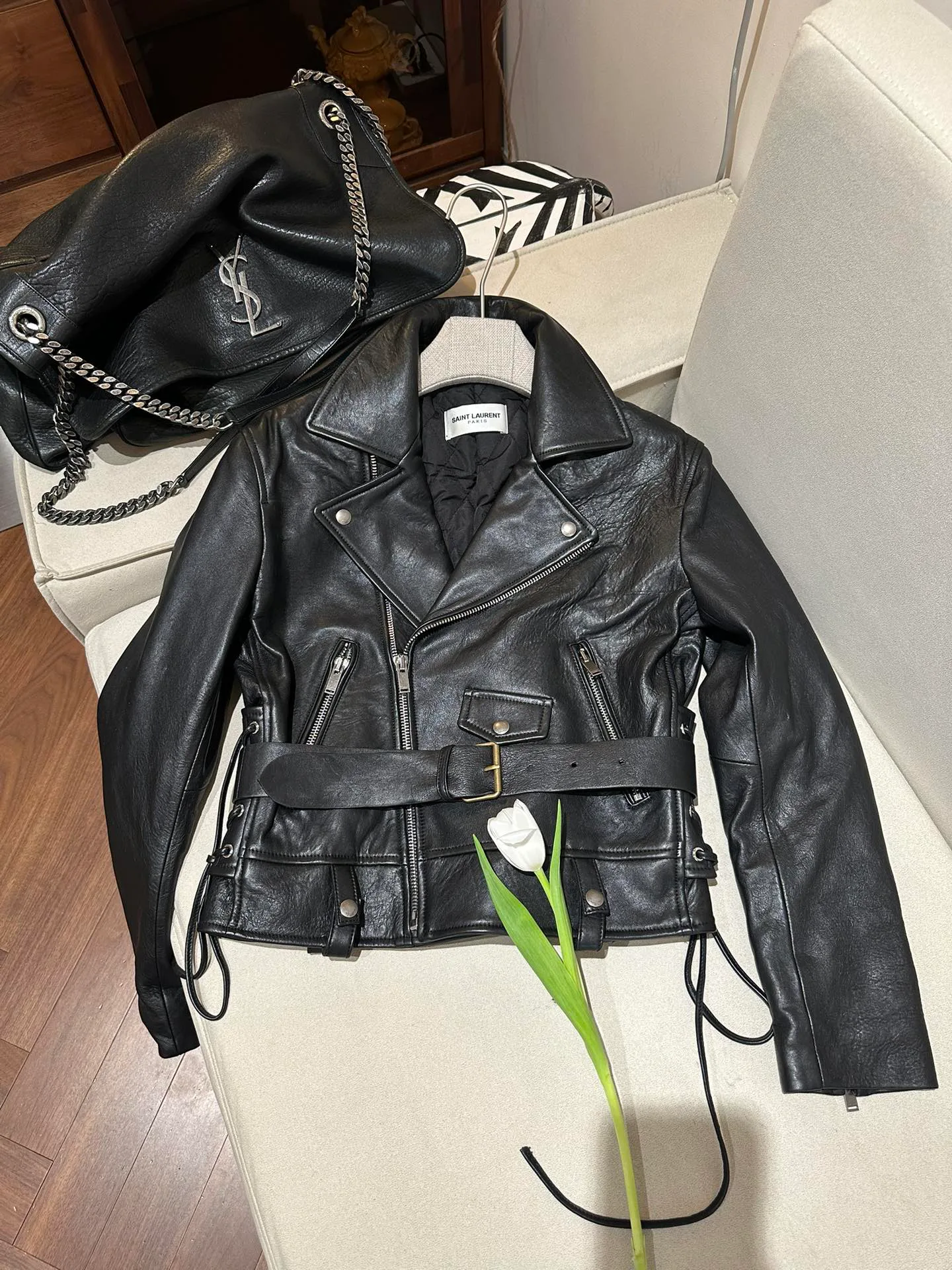 Кожаные Куртки И Дублёнки Женские Saint Laurent 11679755