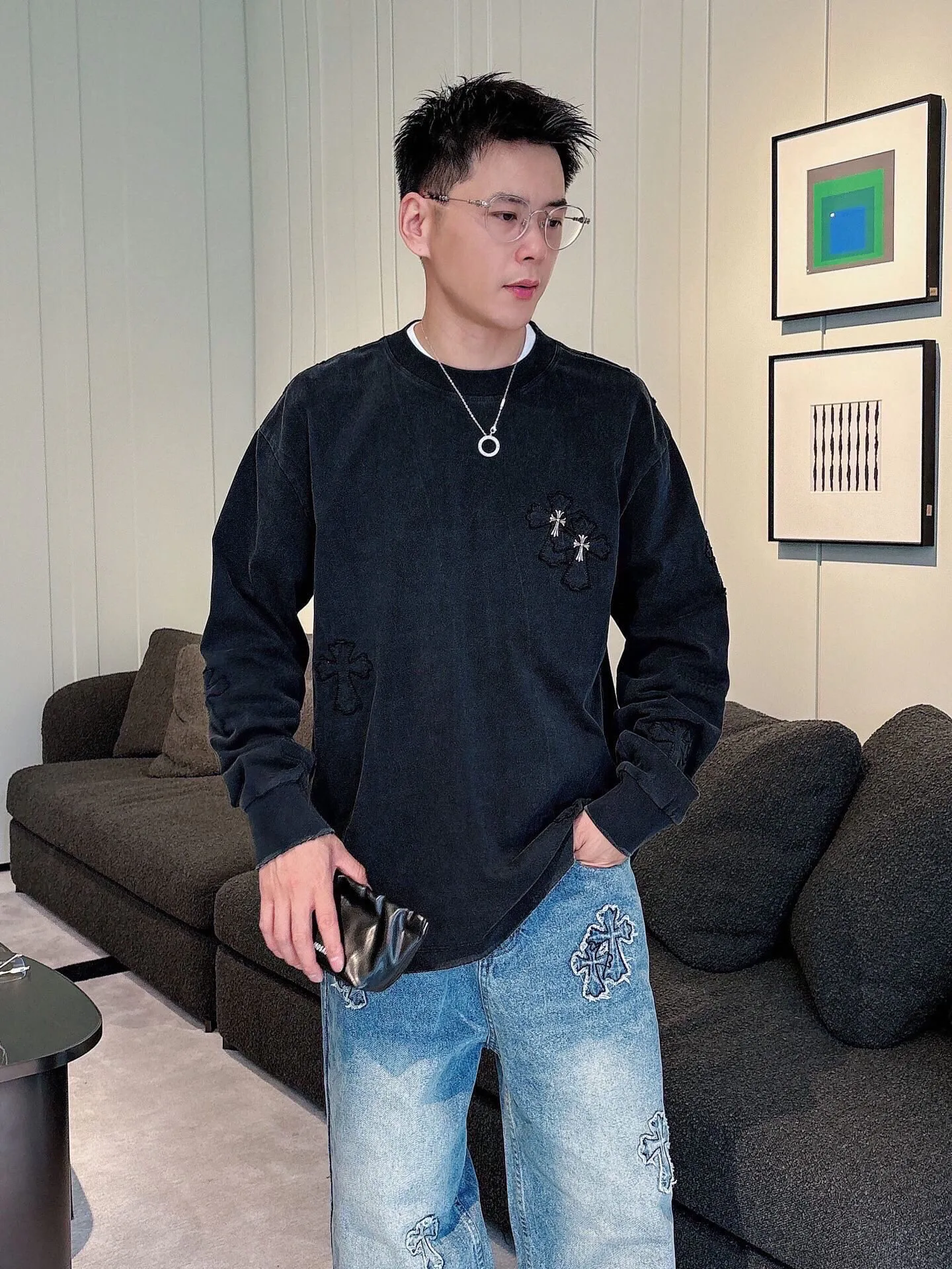 Лонгсливы Мужские Chrome Hearts 2237985