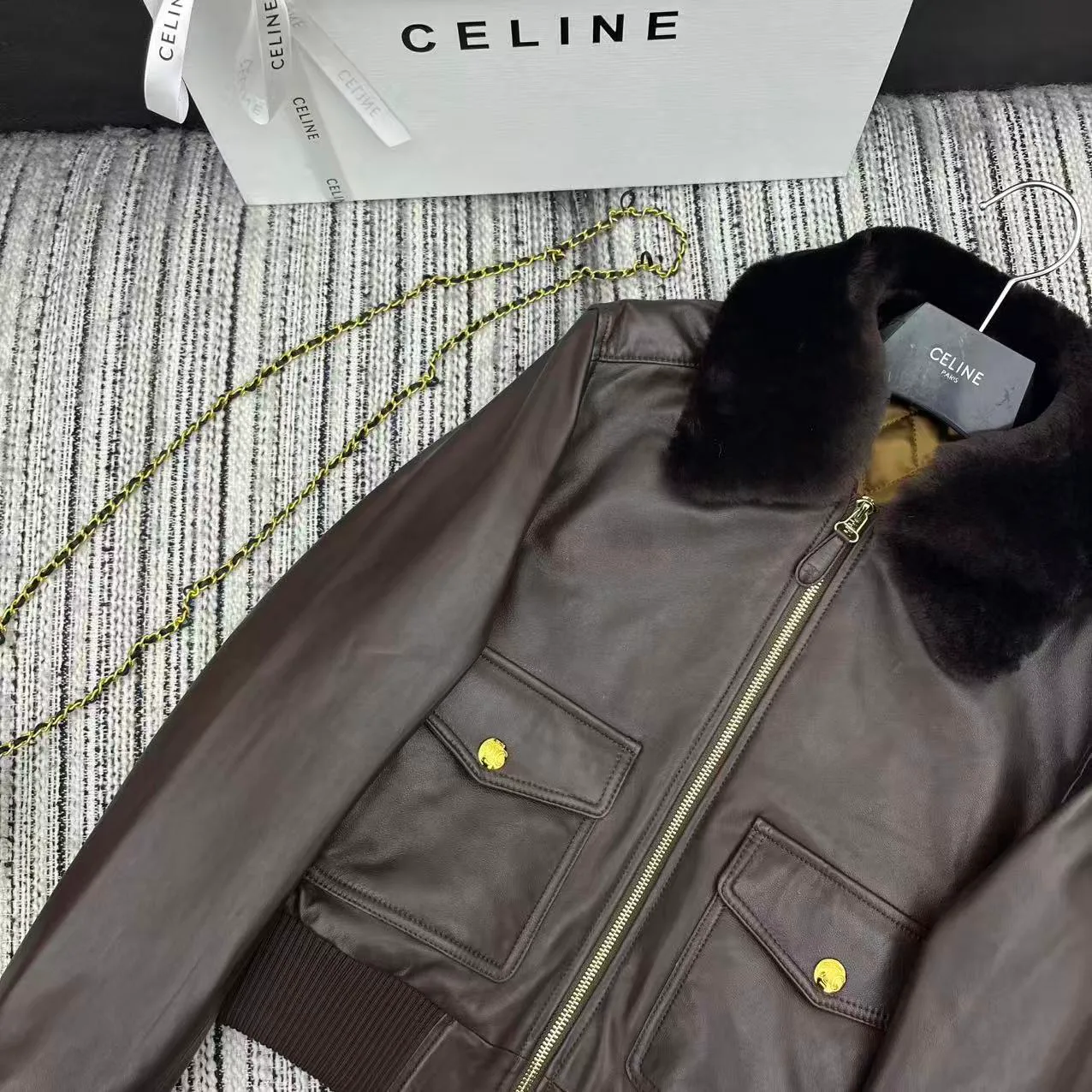 Кожаные Куртки И Дублёнки Женские Celine 578865