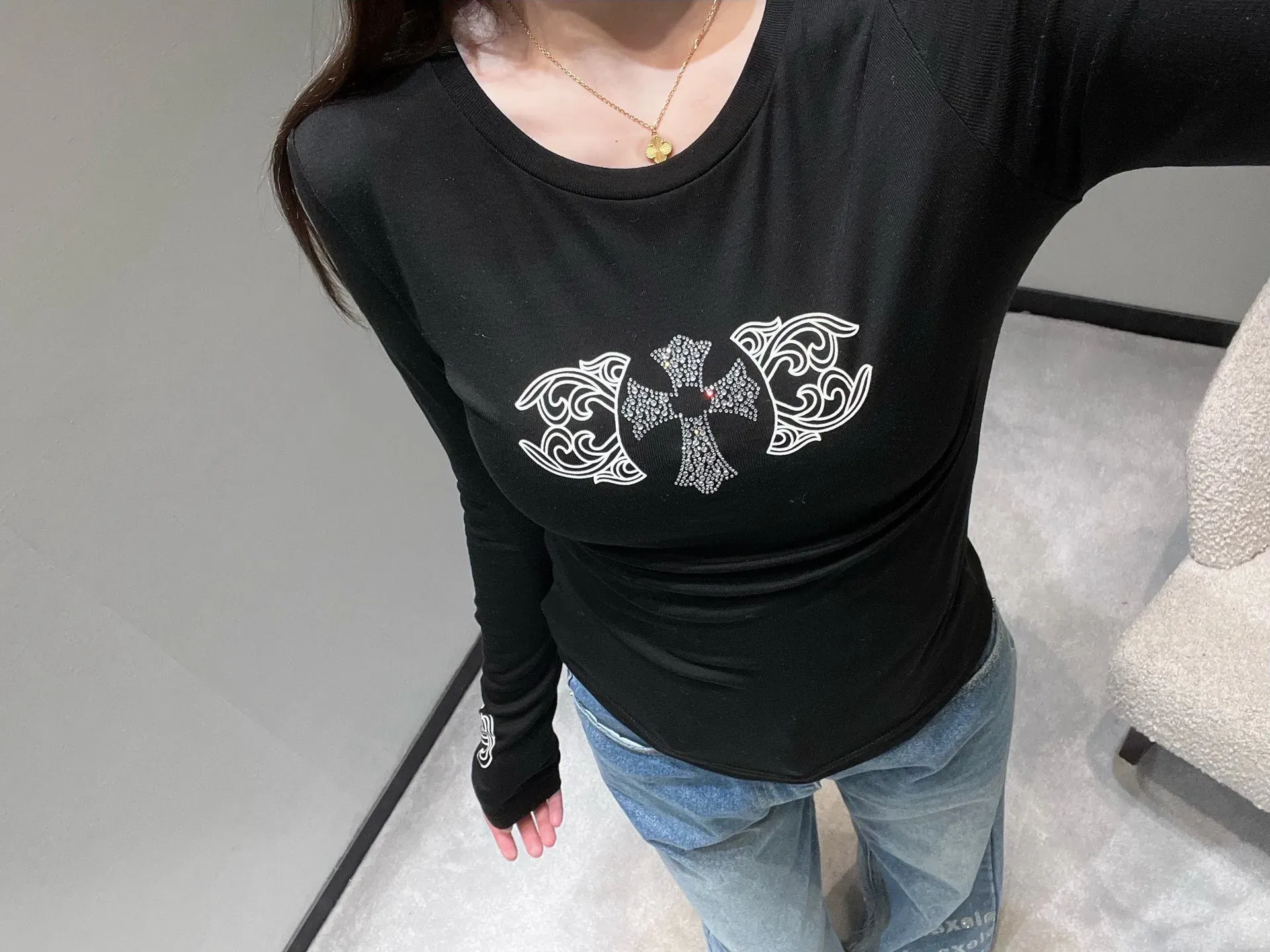 Лонгсливы Женские Chrome Hearts 1512656