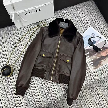 Кожаные Куртки И Дублёнки Женские Celine 578865